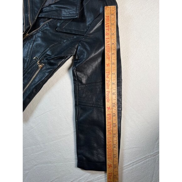 Doe a Dear Children's Size 5 Black Vegan Leather Moto Biker Style Zip Jacket - Picture 14 of 16
